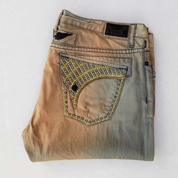 New ROBIN'S JEAN Slim Straight Studded Jeans SZ 42 - Picture 1 of 8